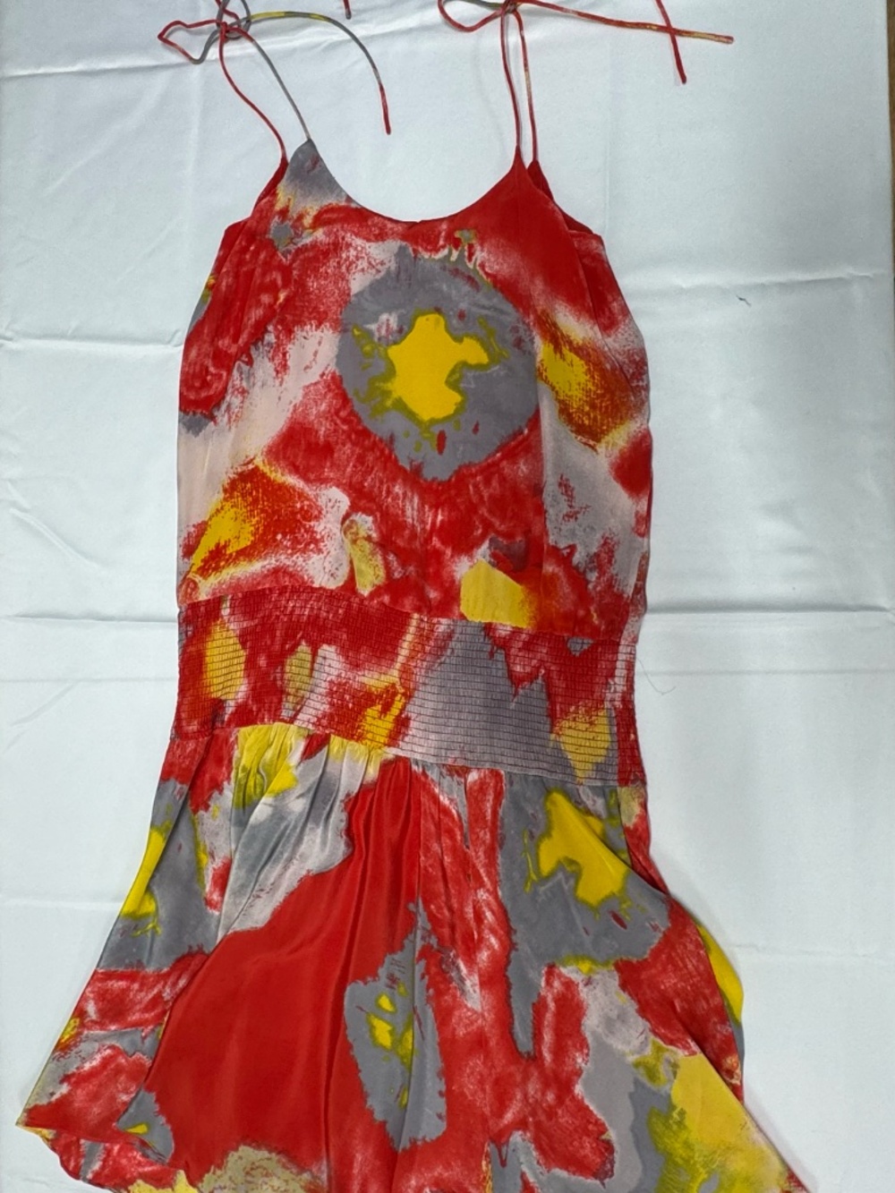 Halston Heritage Poppy Watercolor-Print Chiffon Mini Dress - Size S. - Picture 16 of 16